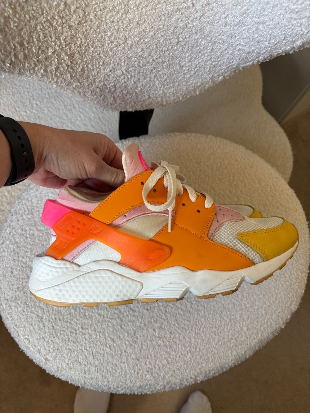 Nike Air Huarache Multicolor Sneakers White Pink Orange Yellow Women’s